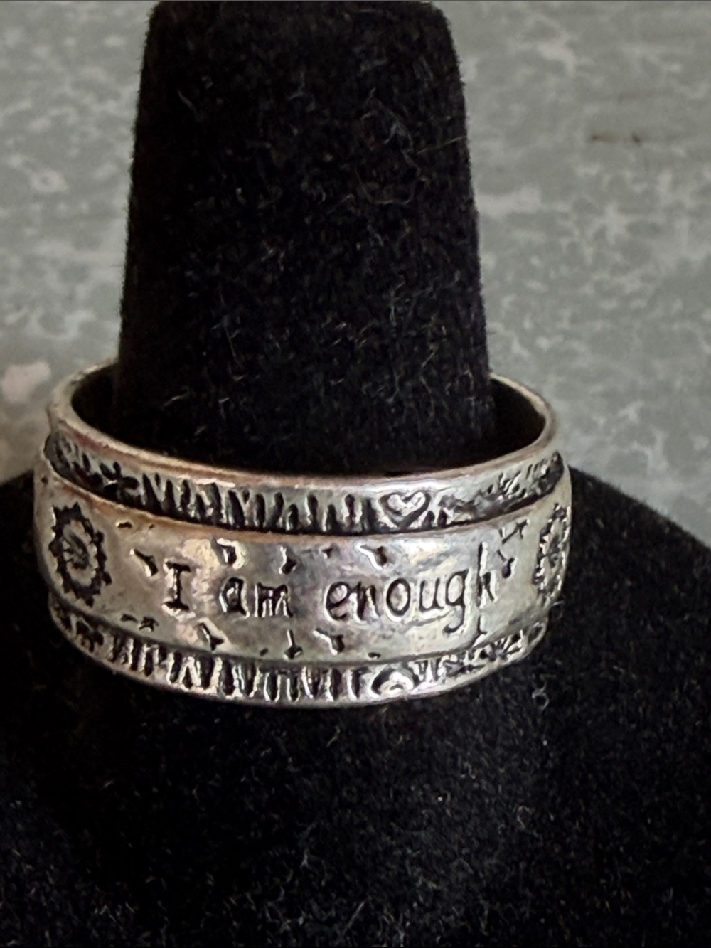 Silver 925 I am enough affirmation ring